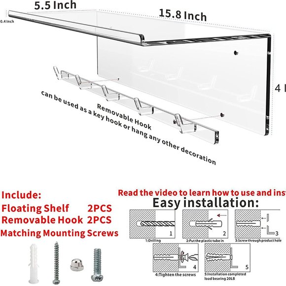 Set of 2 - Clear Acrylic Shelf for Funko  Bobbleheads Display Makeup Perfumes - Picture 2 of 6